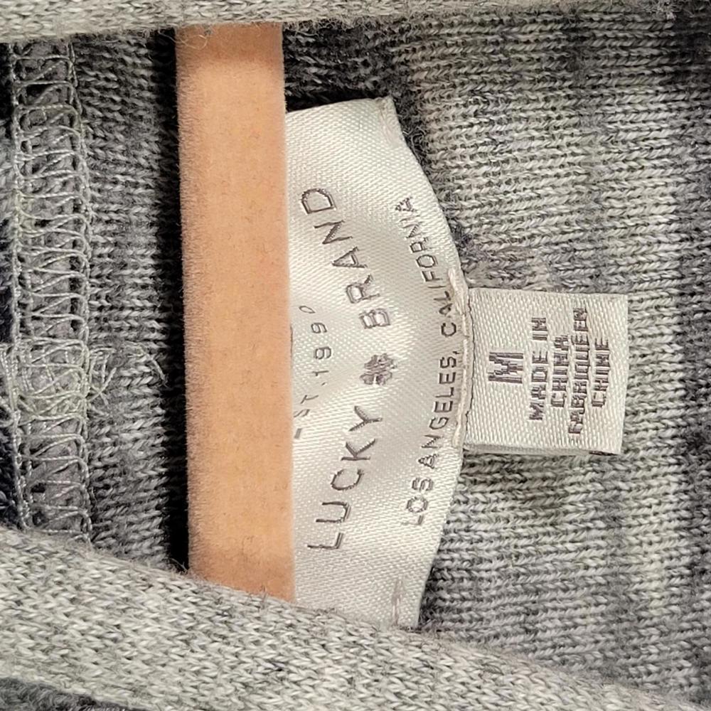 Lucky Brand Gray Black Aztec Waterfall Open Cardigan Sweater Women Size M - Picture 5 of 10